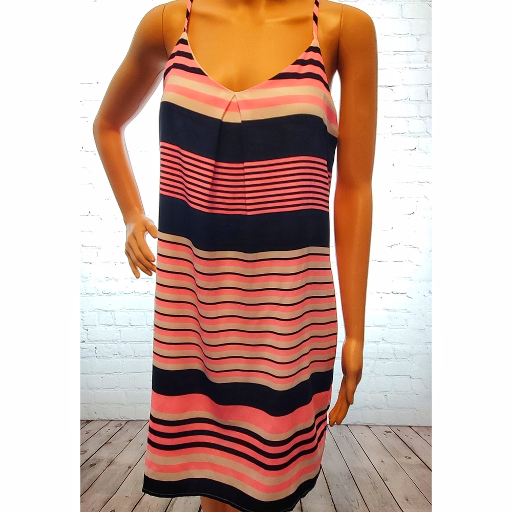 NWT Pink Owl hot pink and navy blue striped dress